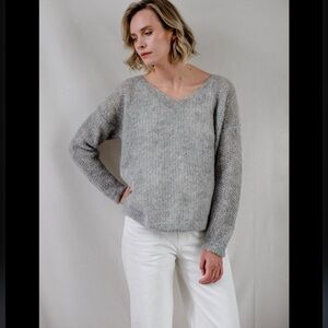 Michele & Hoven 100% Alpaca Grey Carol pullover sweater $330 One Size LIKE NEW
